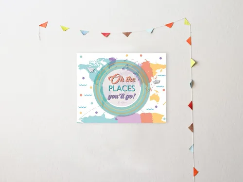 Vista 2 de Oh The Places You'll Go Imprimir 11 x 14 pulgadas Dr. Seuss, letrero decorativo mapa de aula, cita de pared Dr. Seuss, cita inspiradora para niños