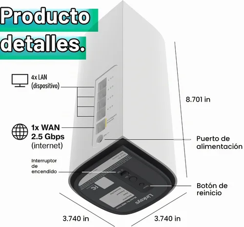 Vista 7 de Linksys Sistema Velop Pro 7 WiFi Mesh Dos enrutadores cognitivos de triple banda de malla con velocidades de más de 10 Gbps Cobertura para todo