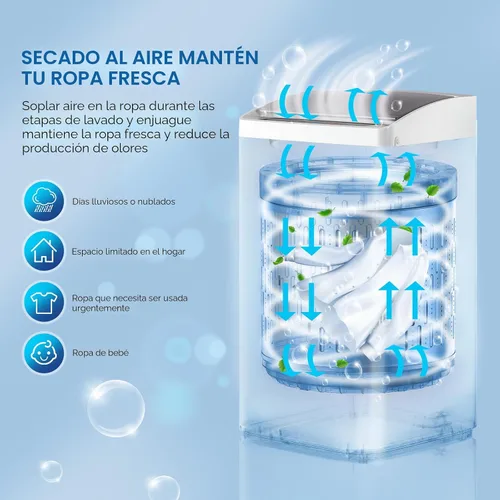 Vista 4 de ROVSUN Lavadora portátil de 17.8 libras, máquina de lavandería eléctrica completamente automática con tambor de acero inoxidable, lavadora compacta