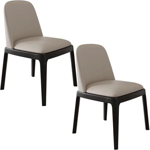 Vista 22 de Juego de 2/4 sillas de comedor, sillas de comedor de madera, silla tapizada para sala de estar, silla de vestíbulo sin brazos con respaldo curvo
