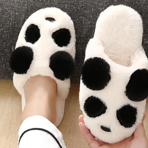 Vista 6 de Pantuflas de panda, pantuflas de panda de invierno, pantuflas cálidas adecuadas para mujeres y hombres adultos