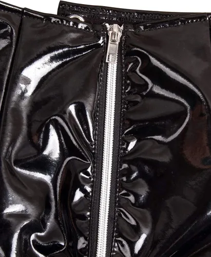 Vista 7 de VWIWV Vestido de cuero sintético con vendaje para mujer conjunto de 2 piezas con cordones y minifalda ajustada