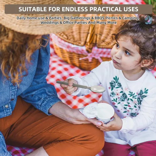Vista 5 de Cucharitas desechables, cubiertos de plástico envueltos individualmente (paquete de 100), cucharas para fiestas, bodas, puestos de comida