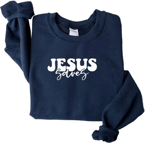 Vista 4 de Jesus Saves Sweatshirt, Christian Sweat, Religious Christian Apparel Sand
