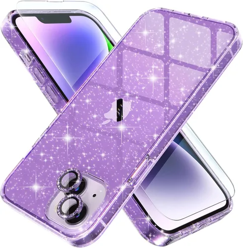 Vista 41 de Choiche, funda para iPhone 14 de mujer, brillante, protección de grado militar, 2 cubiertas de lentes de cámara Diamond, 2 protectores de vidrio