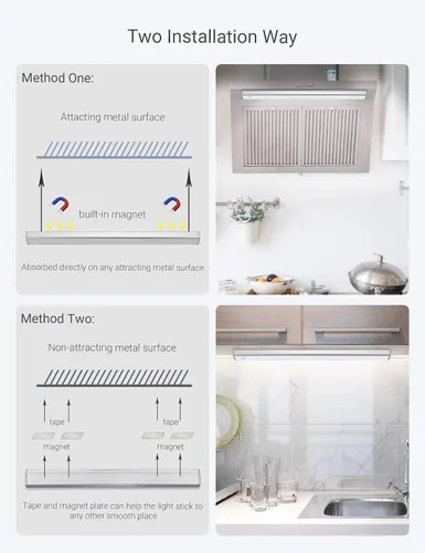 Vista 6 de Iluminación automática inalámbrica de 48 LED para gabinete de cocina, sensor de movimiento, luz recargable, luz de despensa, luces de armario a