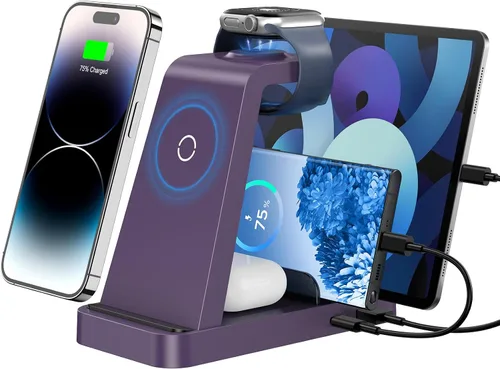 Vista 9 de Cargador inalámbrico para iPhone - Estación de carga 5 en 1 para múltiples dispositivos Apple: Soporte de carga rápida inalámbrica para iPhone 17