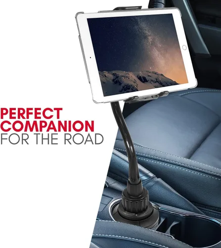 Vista 2 de Macally Soporte para tablet para automóvil, diseño resistente y ajustable, soporte para tableta para portavasos de automóvil, compatible con iPad