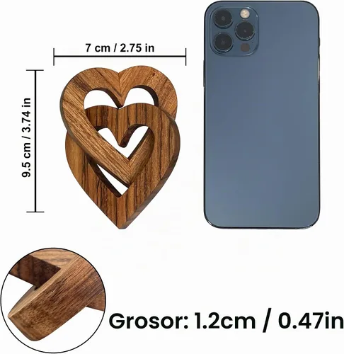 Vista 3 de Lightzz - Adorno de corazón de madera hecho a mano para compromiso, boda, aniversario, día de San Valentín, regalo de cumpleaños para ella, él