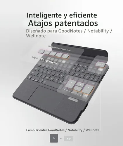 Vista 4 de Funda con teclado EIP Magnetix para iPad 10.2 7ª/8ª/9ª generación y iPad Air 10.5