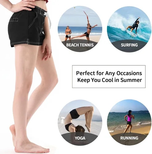 Vista 5 de Traje de baño para mujer de secado rápido, shorts con forro interior suave.