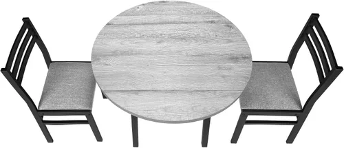 Vista 9 de Monarch Specialties I 1007 Juego de mesa de comedor, juego de 3 piezas, pequeño, hoja de caída de 35 pulgadas, cocina, metal negro, laminado gris