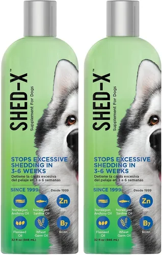 Vista 9 de Suplemento líquido Shed-X para perros, 8oz – 100% natural – Ayuda a reducir la muda de pelo en perros, aceite de pescado para perros que apoya