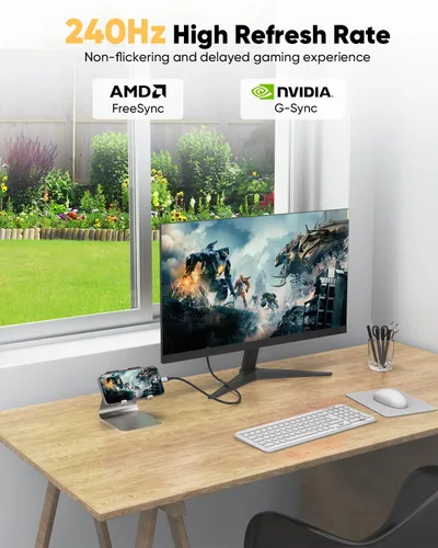 Vista 6 de Cable USB C a DisplayPort 1.4 de 1 pie, 8K a 60 Hz, cable corto USBC a DisplayPort 1.4 4K a 240 Hz compatible con Thunderbolt 5/4/3, MacBook