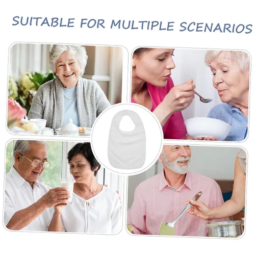 Vista 8 de Babero para adultos que alimentan a hombres y mujeres mayores con necesidades especiales, grandes, reutilizables, de poliéster, lavado de cara