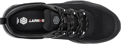 Vista 5 de LARNMERN Zapatos de punta de acero para hombre, con amortiguación de aire, antideslizantes, zapatos de trabajo de seguridad, cómodos, transpirables
