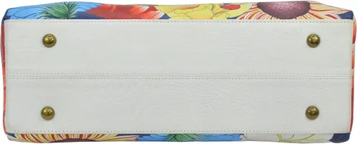 Vista 5 de Anna by Anuschka Womens Genuine Leather Wide Organizer Satchel - Hand Painted Original Artwork