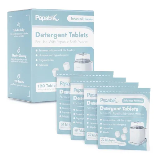 Vista 2 de Papablic 120 tabletas de jabón de detergente oficiales y esterilizador y secadora de biberones