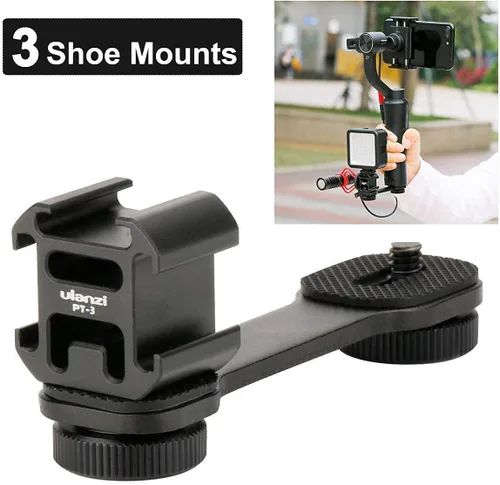 Vista 2 de Ulanzi PT-3 Triple Cold Shoe Gimbal + ULANZI Cute LITE Impermeable Light