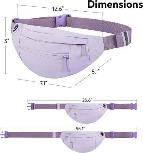 Vista 2 de Viqueen Riñonera cruzada para mujeres y hombres, bolsa grande y ligera con cremallera y bolsillos, resistente al agua, manos libres para llevar