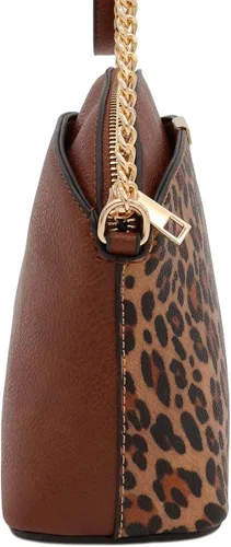 Vista 3 de FashionPuzzle Bandolera pequeña con estampado de cachemira de leopardo con correa de cadena