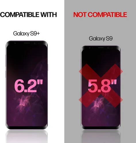 Vista 2 de Power Theory Protector de pantalla diseñado para Samsung Galaxy S9 PLUS (no de vidrio), kit de fácil instalación, compatible con fundas, cubierta
