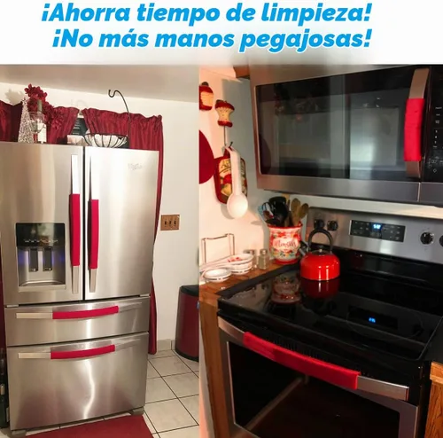Vista 2 de Volecy - Juego de 6 fundas lavables de terciopelo para manijas de puerta de refrigerador, manija de electrodoméstico para refrigerador, microondas
