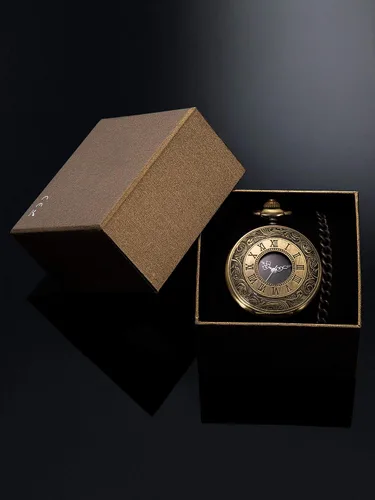 Vista 6 de Hicarer Reloj de bolsillo vintage de acero para hombre con cadena