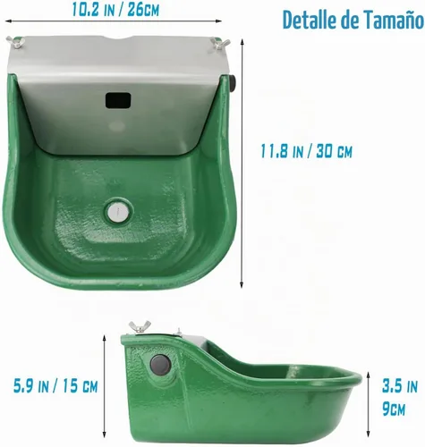 Vista 7 de Regadera automática para caballos, ganado, perro, cerdo, ganado, hierro fundido resistente, dispensador de agua de animales de granja extra grande