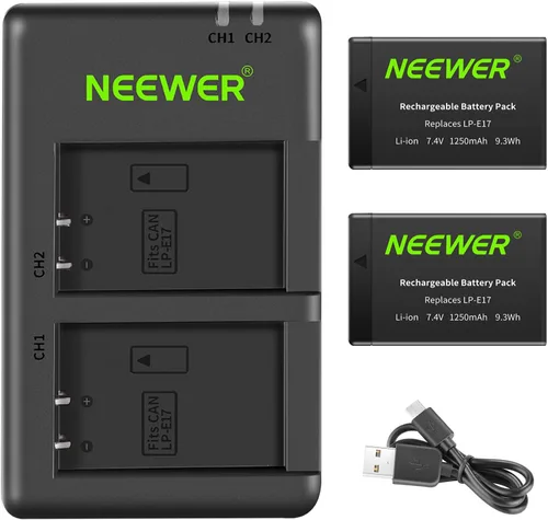 Vista 9 de NEEWER LP-E6/LP-E6N/LP-E6NH/LP-E6P Cargador de batería de cuatro canales con PD 45W carga rápida, cable USB C, cargador Quad USB compatible