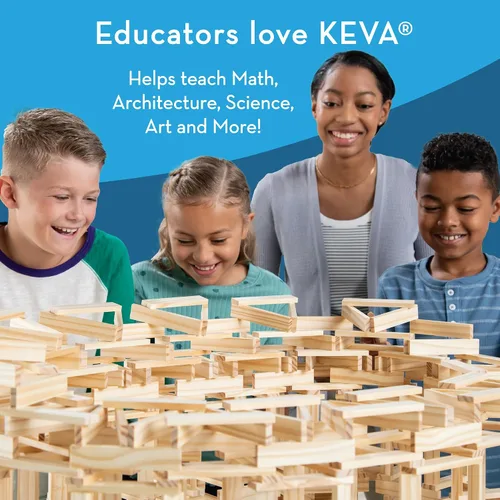 Vista 8 de MindWare KEVA Structures - Juego de bloques de construcción de madera de 600 tablones, incluye 600 tablones de pino KEVA, 30 tarjetas de ideas