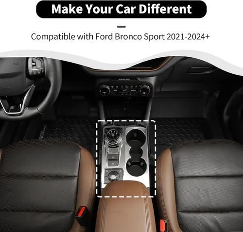 Vista 3 de Funda para palanca de cambios de consola central Bronco Sport compatible con Ford Bronco Sport 2021-2024+ (cromo, ABS)