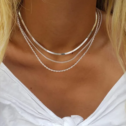 Vista 2 de Collar de espiga para mujer, delicado collar de oro, serpiente chapada en oro de 14 quilates, gargantilla de cadena de oro, collares simples