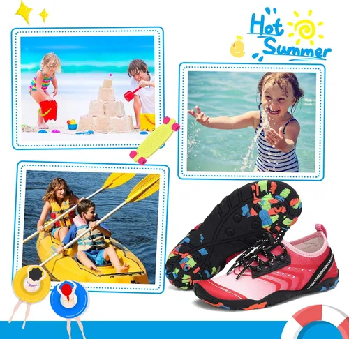 Vista 7 de SAGUARO Kids Boys Girls Water Shoes Non-Slip Quick-Dry Barefoot Aqua Shoe Outdoor Sport Beach Swimming Surfing Diving