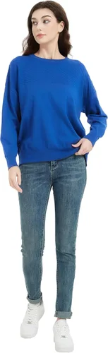 Vista 2 de Suéter casual de manga larga con cuello redondo para mujer, agradable al tacto, color liso