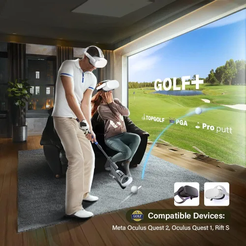 Vista 6 de KPNEOL VR Golf Club for Oculus Quest 2, with Real Golf Grip, VR Golf Club Handle Extension Accessory Enhance Immersive VR Game Experience, Blue