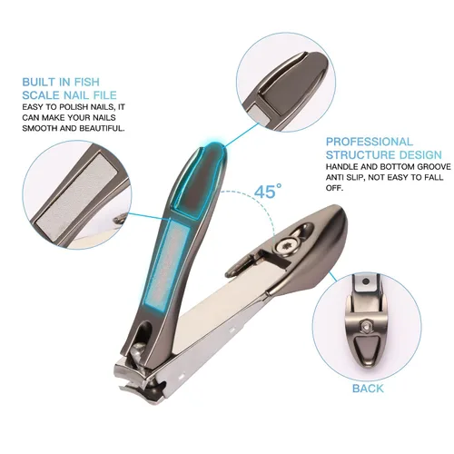 Vista 3 de Cortaúñas MANTIS Heavy Duty Deluxe Cortacuñas, sin salpicaduras, sin cortar, acero inoxidable japonés 420j2, diseño biónico para uñas masculinas