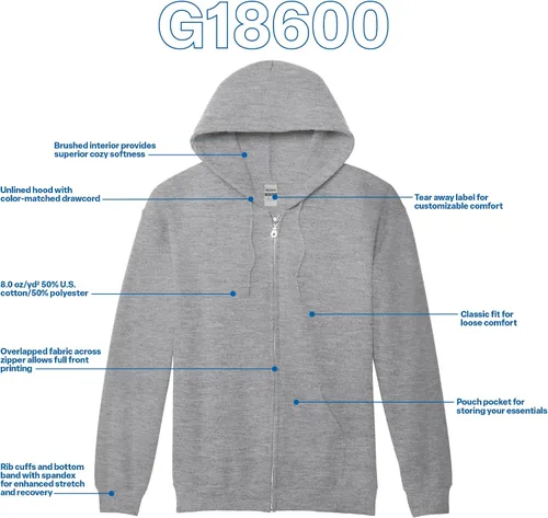 Vista 49 de Gildan Sudadera con capucha y cremallera completa para hombre