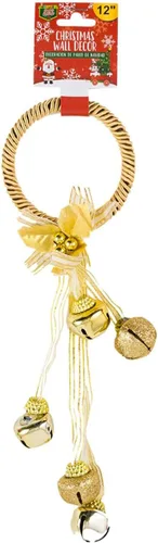 Vista 7 de Colgador de puerta de Navidad con cascabeles - 11 pulgadas (negro y blanco)