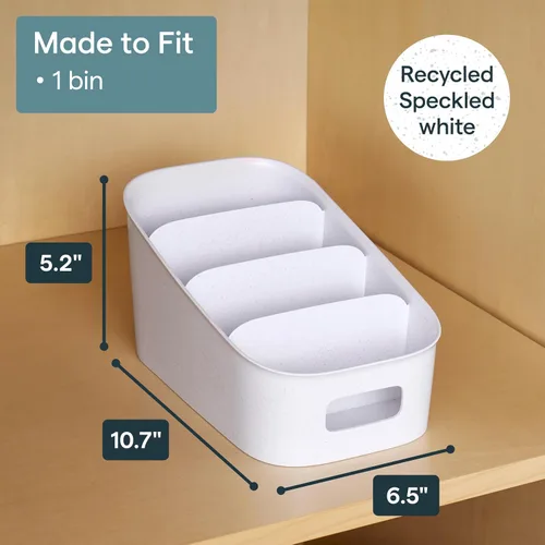 Vista 5 de YouCopia ShelfBin - Organizador de paquetes, contenedor dividido elevado de 4 niveles en escalera, organizador de almacenamiento sin BPA