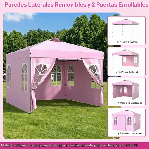 Vista 2 de Tangkula Toldo desplegable de 10 x 10 pies con bloqueo central Rosa