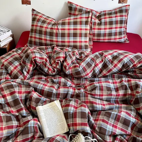Vista 258 de mixinni Juego de funda de edredón vintage a rayas, tamaño twin, juego de ropa de cama de 3 piezas, 100% algodón lavado, suave y transpirable, funda
