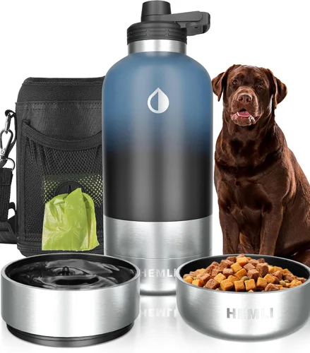 Vista 12 de Botella de agua para perros, botella de agua de viaje aislada para perros, dispensador de botellas de agua para mascotas de acero inoxidable