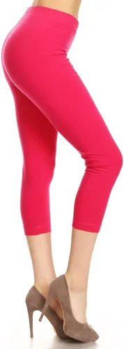 Vista 64 de Leggings Depot NCL27 pantalones capri para yoga de algodón premium suave Negro