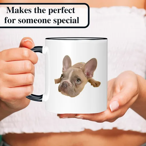 Vista 2 de Taza de café de cerámica negra personalizada de 11 onzas con texto, mensaje, tu texto aquí, nombre, DYE Taza para Cafe personalizadas, con foto