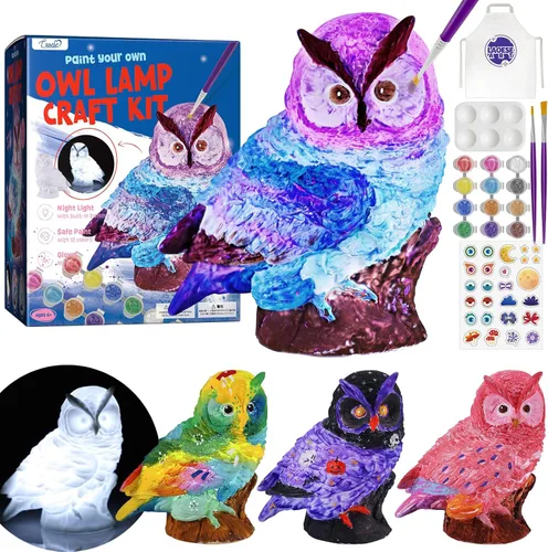 Vista 12 de Kit de lámpara para pintar tu propio oso, suministros de arte, kit de pintura de oso para niños de 6 a 12 años, artes y manualidades para niños de 8
