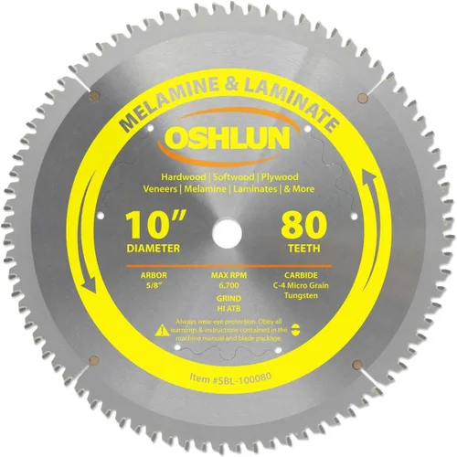 Vista 2 de Oshlun SBSS-100072 Hoja de sierra TCG de 10 pulgadas y 72 dientes con eje de 5/8 pulgadas para superficie sólida