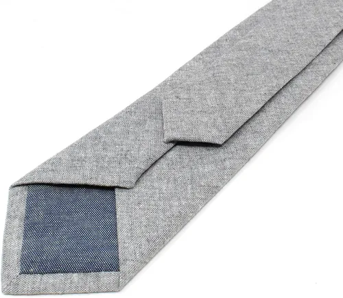 Vista 102 de Corbata delgada de algodón cambray para hombre, estilo desgastado texturizado - 2 1/2 pulgadas de ancho