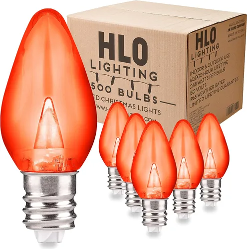 Vista 6 de Enchufe de iluminación navideña LED liso C7 verde azulado bombillas de repuesto para enchufes E12, grado comercial de bajo consumo, 2 bombillas