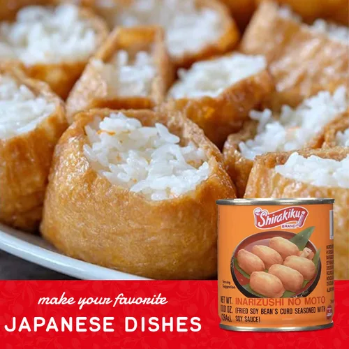Vista 4 de Shirakiku Inarizushi No Moto - Cuajada de soja frita sazonada japonesa Cuajada de frijoles fritos, aceite vegetal hidrogenado, trigo y soja